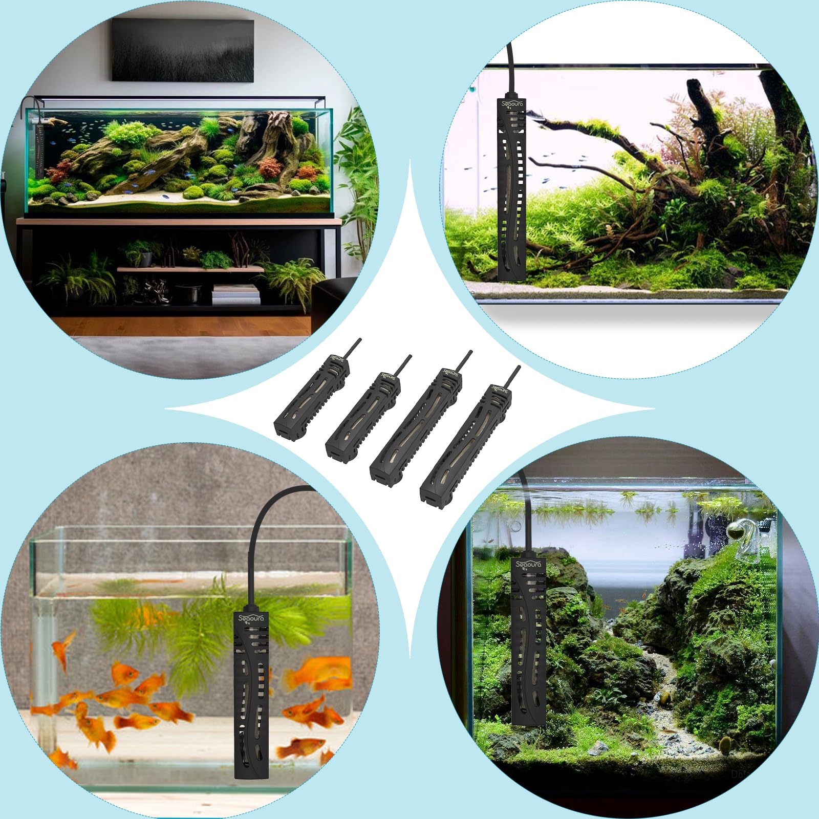 SEAOURA compact heater with suction cups for easy placement.