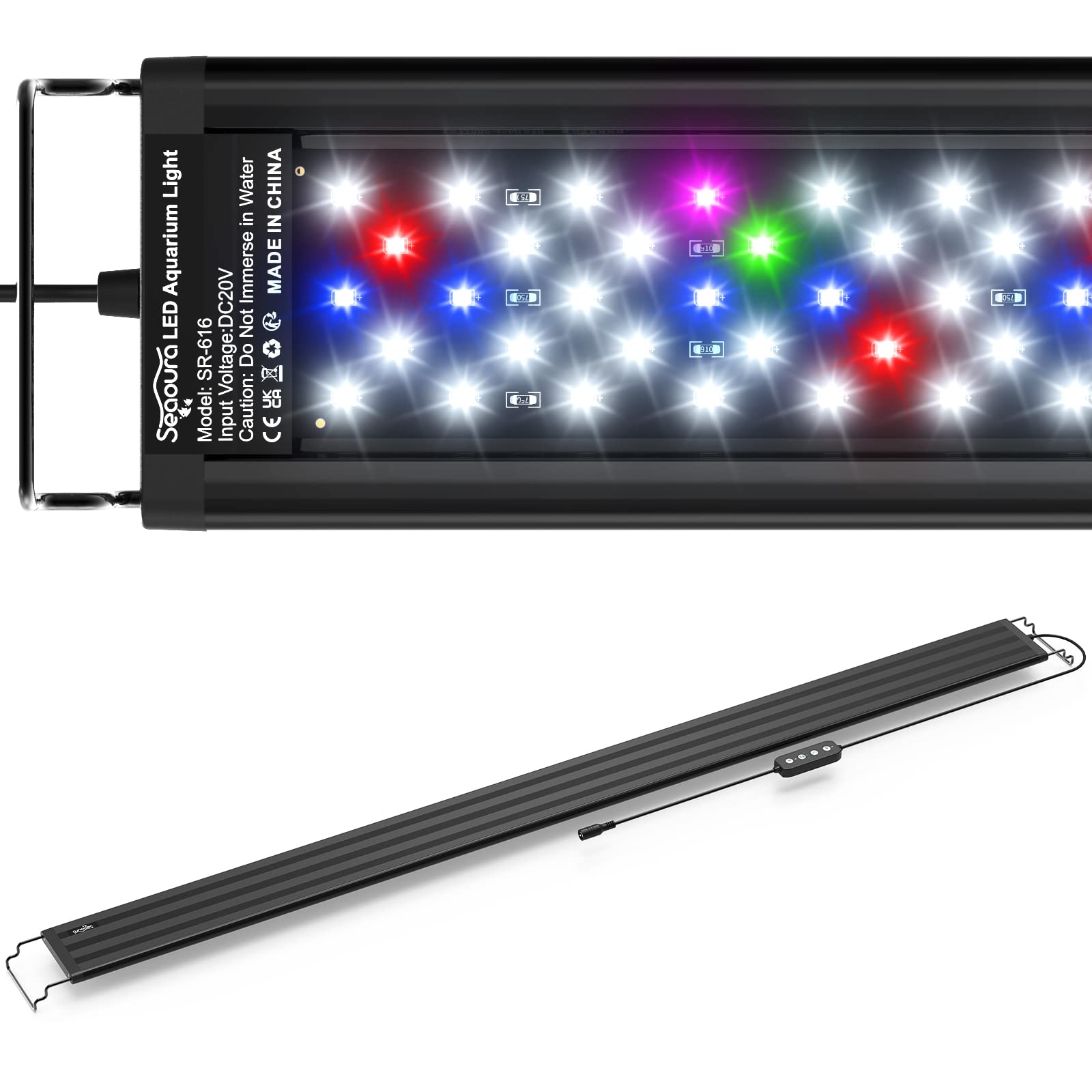 SEAOURA LED Aquarium Light full-spectrum plant growth illuminates freshwater tanks with vibrant colors