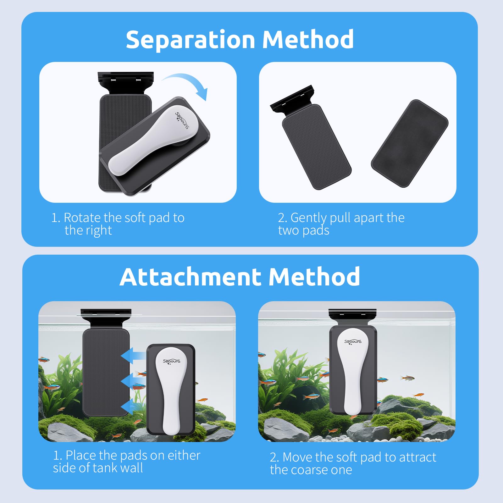 SEAOURA strong magnet hold maintains contact through glass