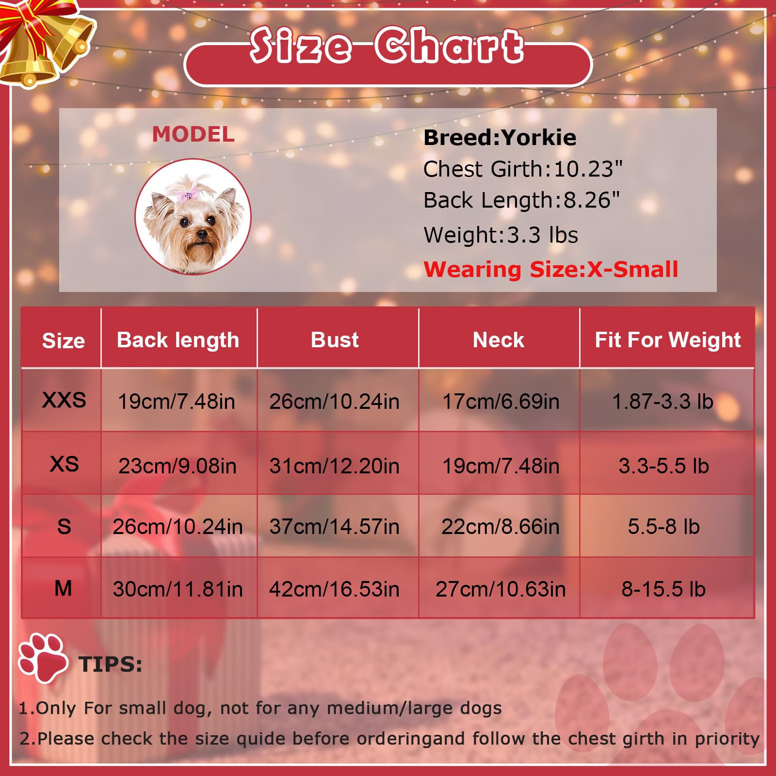 Sebaoyu Chihuahua Yorkie warm dress, fleece-lined close-up shows snug comfort.