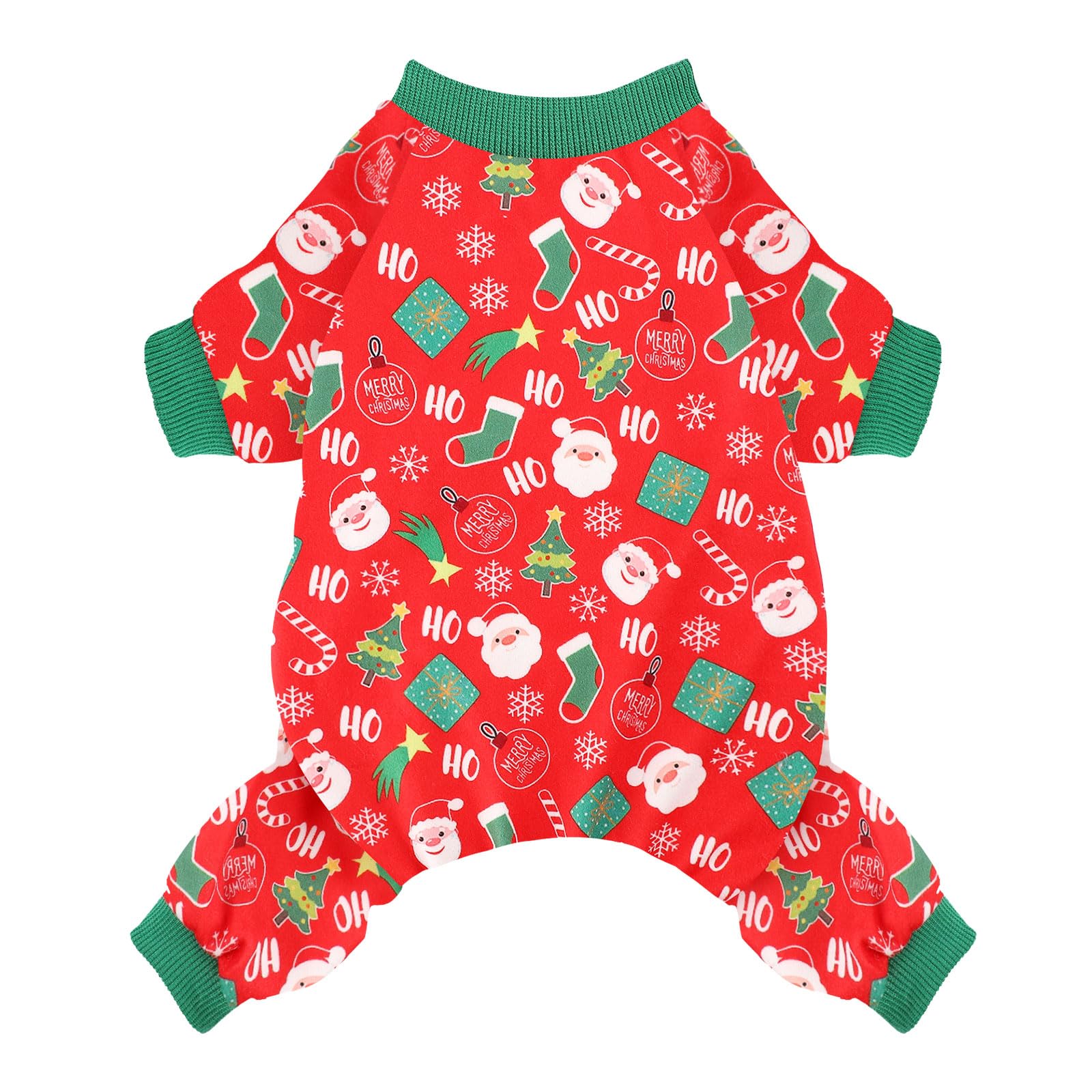 Sebaoyu Christmas jumpsuit covers full body, keeping tiny dogs warm.