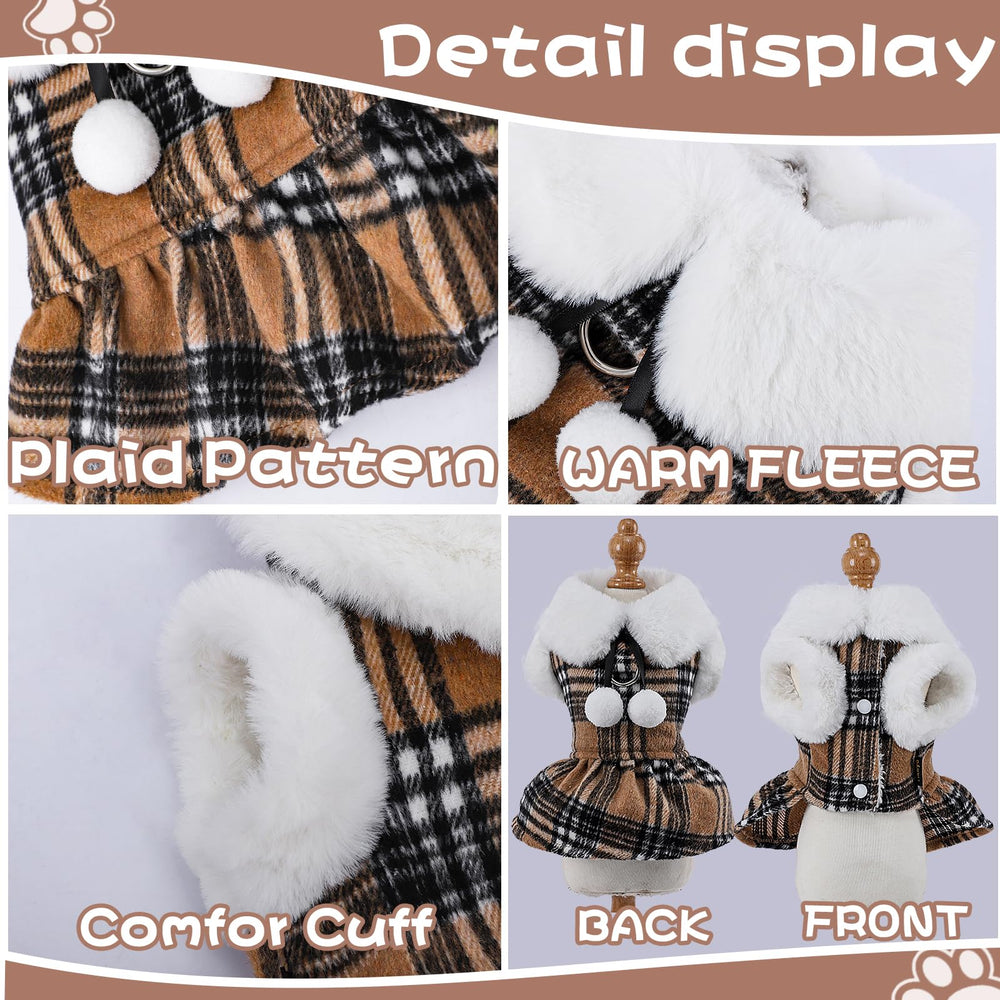 Sebaoyu Christmas plaid dog sweater worn by a Teacup Yorkie for festive styling.