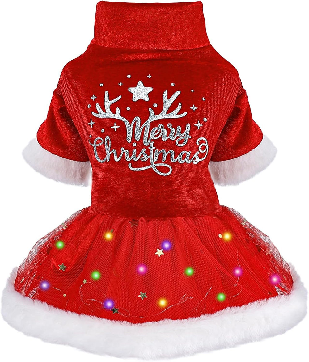 Sebaoyu dog Christmas sweater dress front view offers festive style for small breeds.