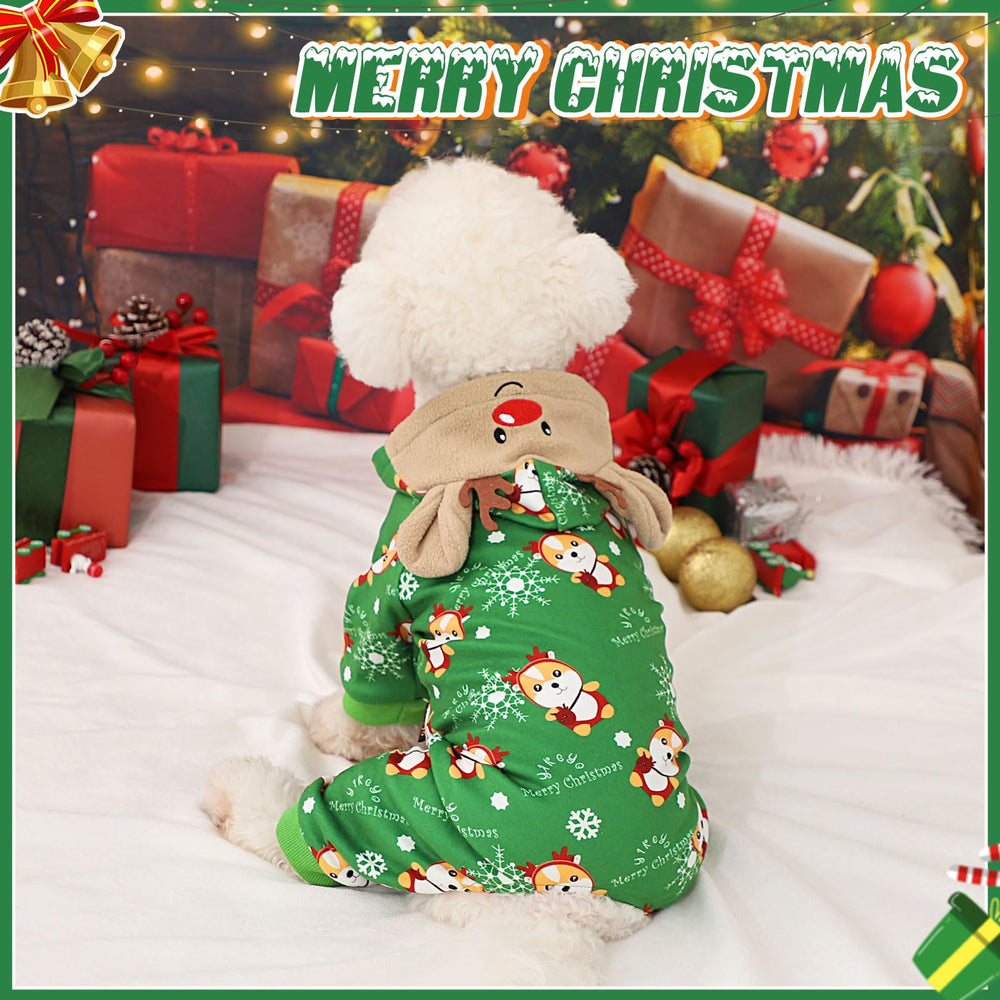 Sebaoyu dog Christmas pajamas Chihuahua model wearing, easy put-on warmth