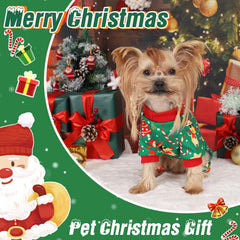 Sebaoyu dog Christmas pajamas green side view, festive wear for photo-ready pets.