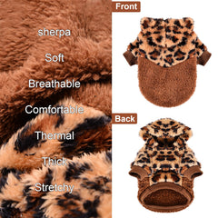 Sebaoyu dog hoodie leopard small wear-ready pose demonstrates everyday warmth and style.