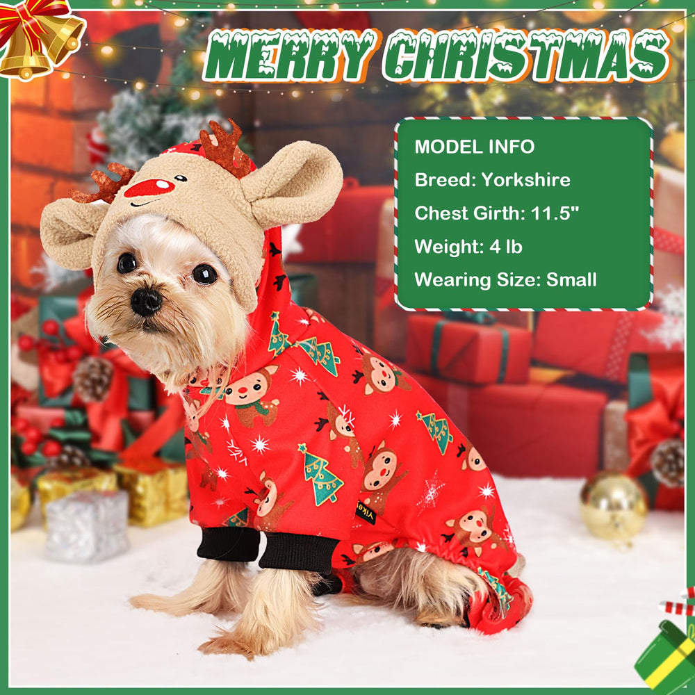 Sebaoyu dog pajama stripe print red adds cheerful holiday vibe.