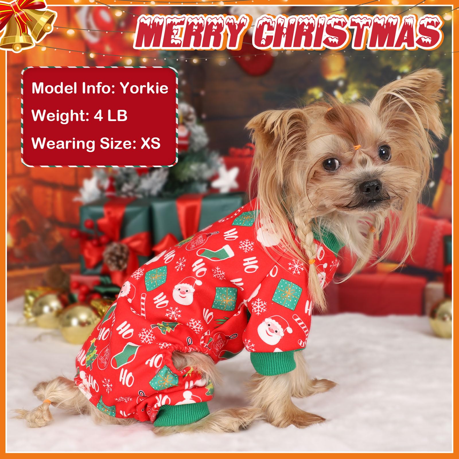 Sebaoyu dog pajamas elastic crew neck image for easy dressing and comfort.
