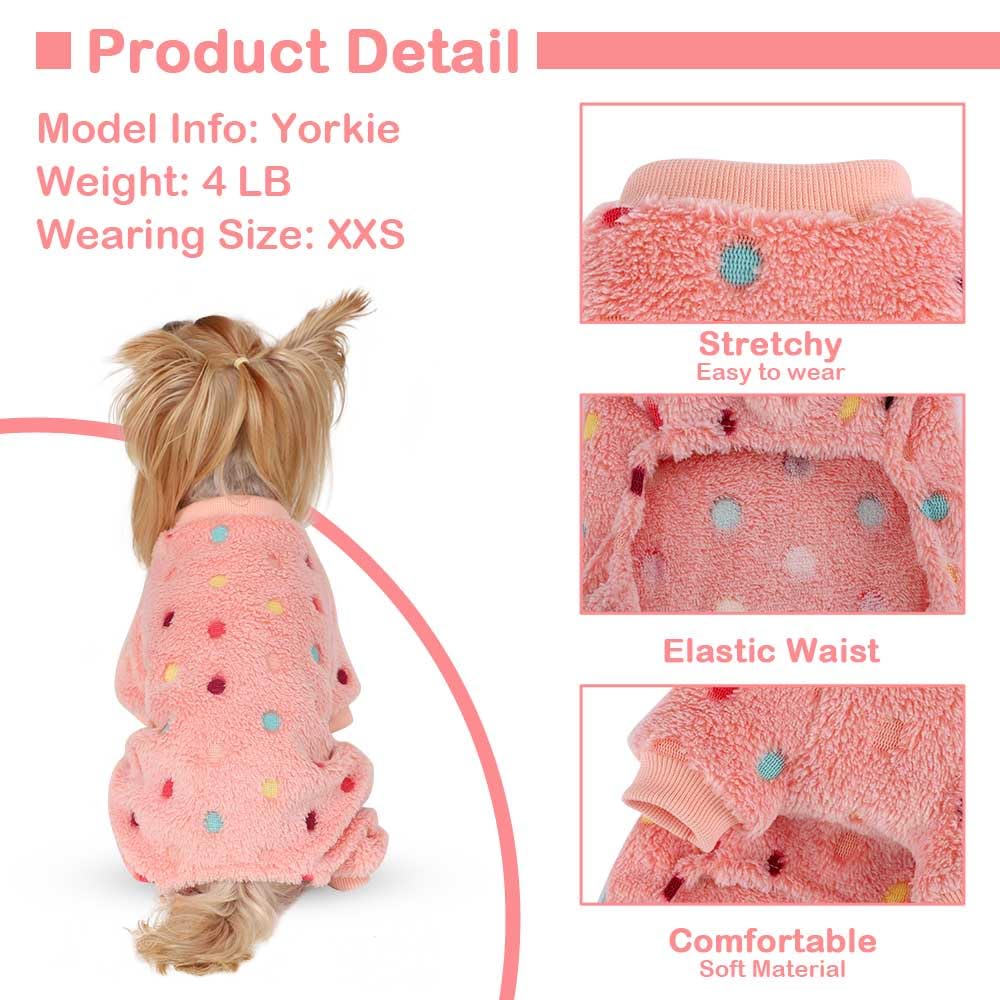 Sebaoyu dog pajamas pink back view, soft flannel for cozy nights.