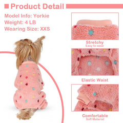 Sebaoyu dog pajamas pink back view, soft flannel for cozy nights.