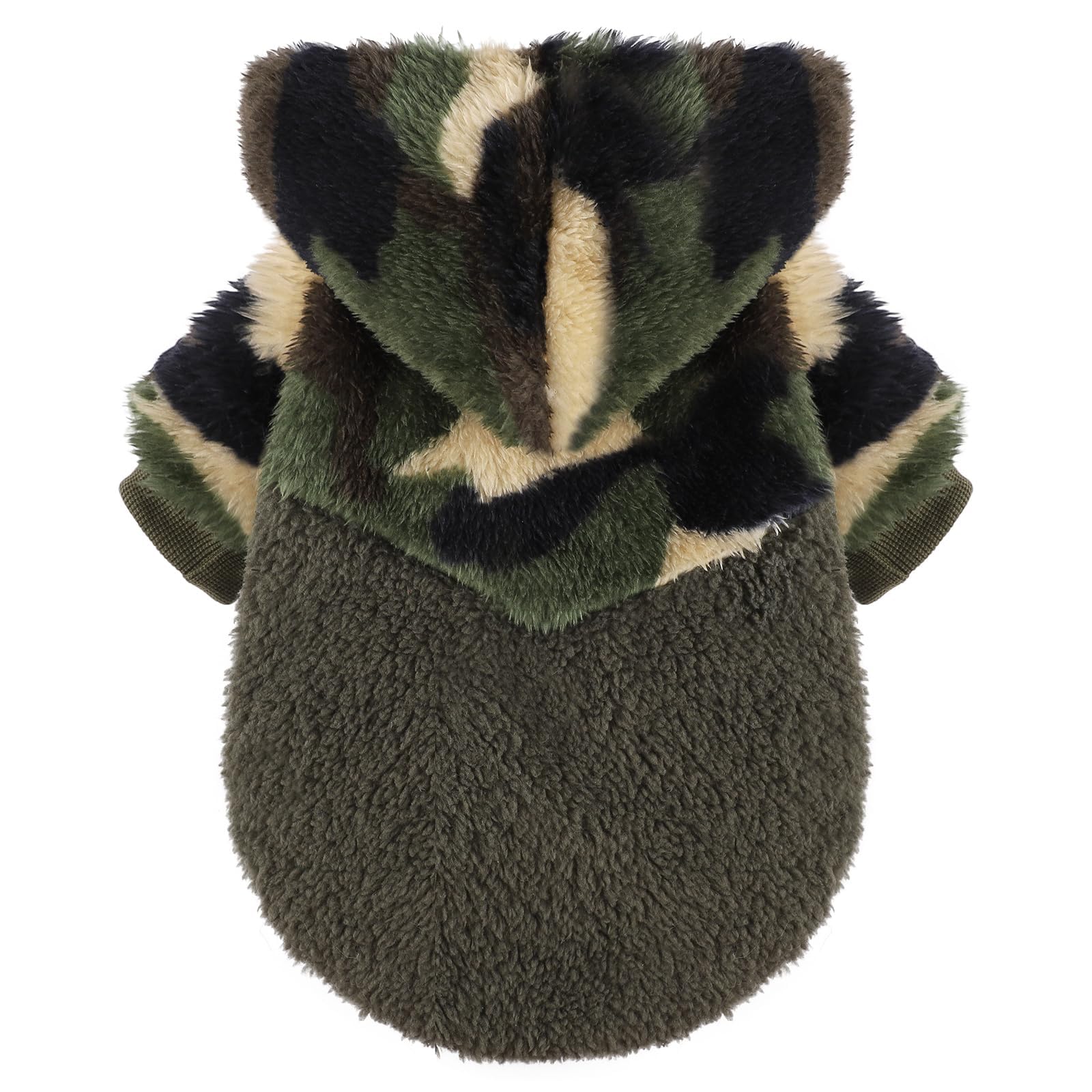 Sebaoyu dog sweater hoodie front view shows cozy warmth for small dogs
