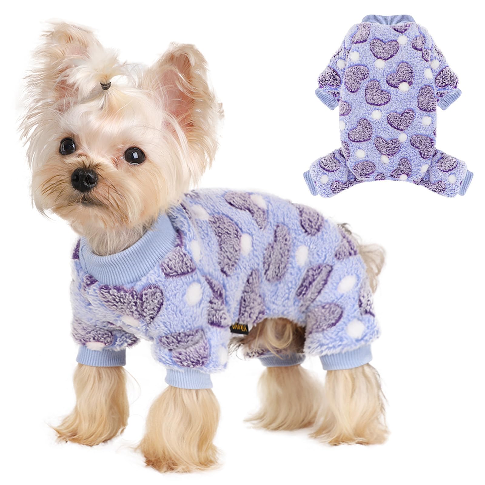 Sebaoyu dog sweater plaid love front view shows cozy warmth for tiny pups