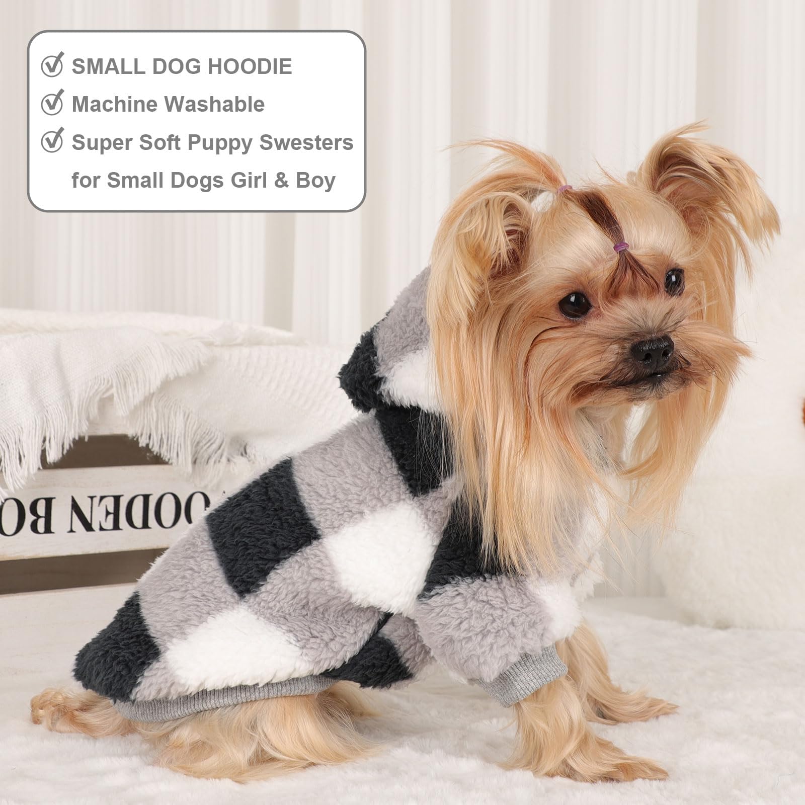 Sebaoyu dog sweater small hoodie on-dog during walk for chilly outings