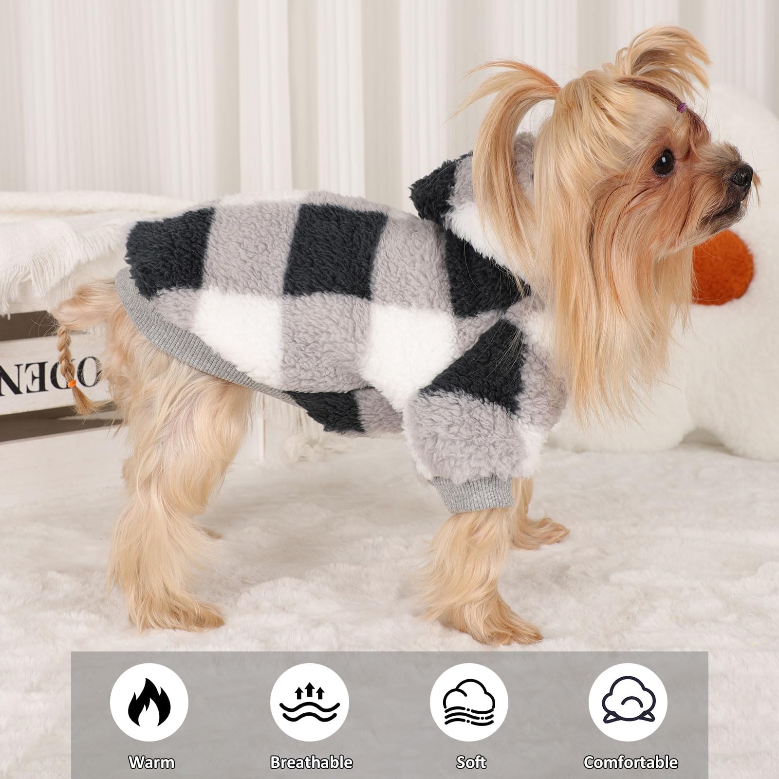 Sebaoyu dog sweater small hoodie size-xs label for proper selection