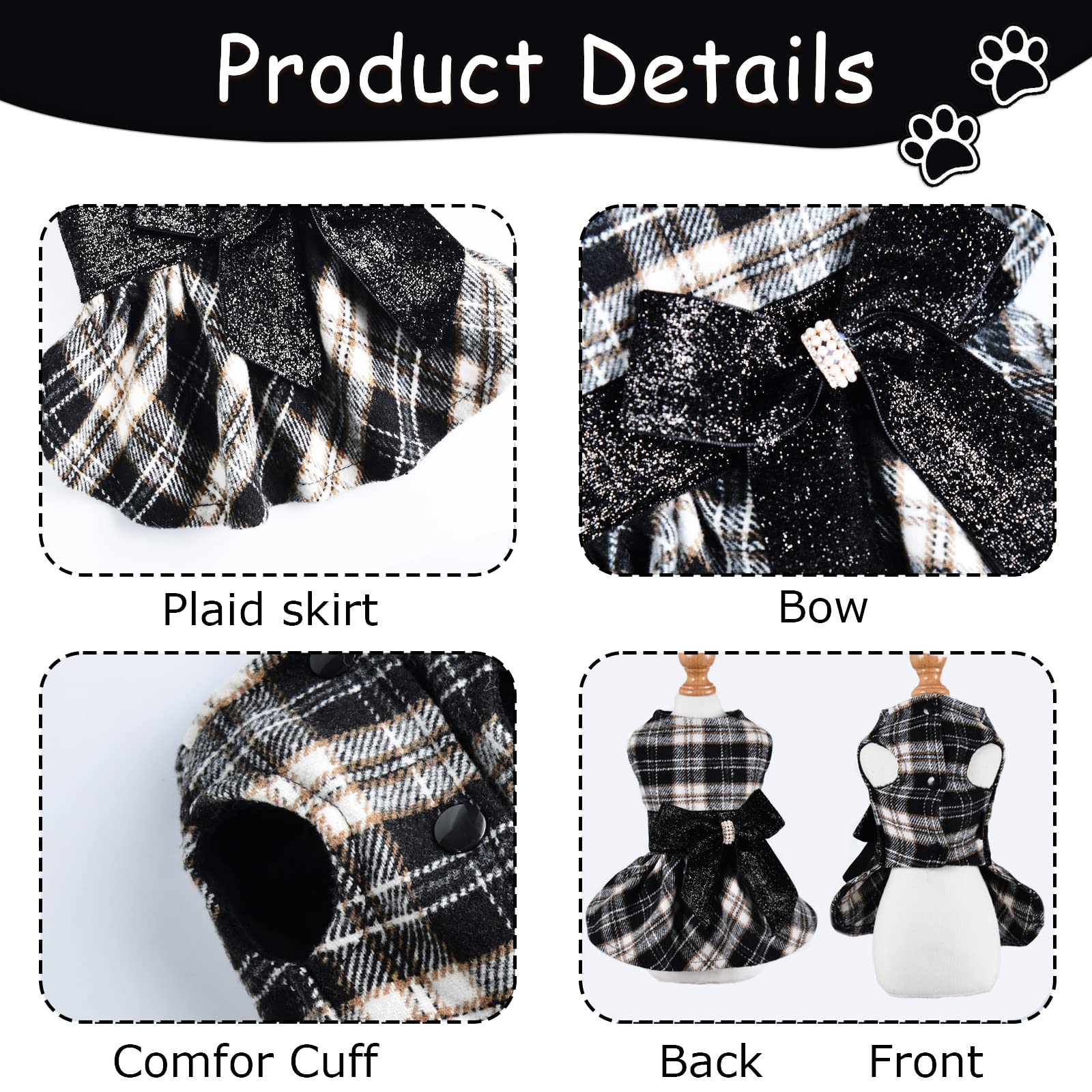 Sebaoyu pet outfit plaid dress suited for occasions like parties and gifts.