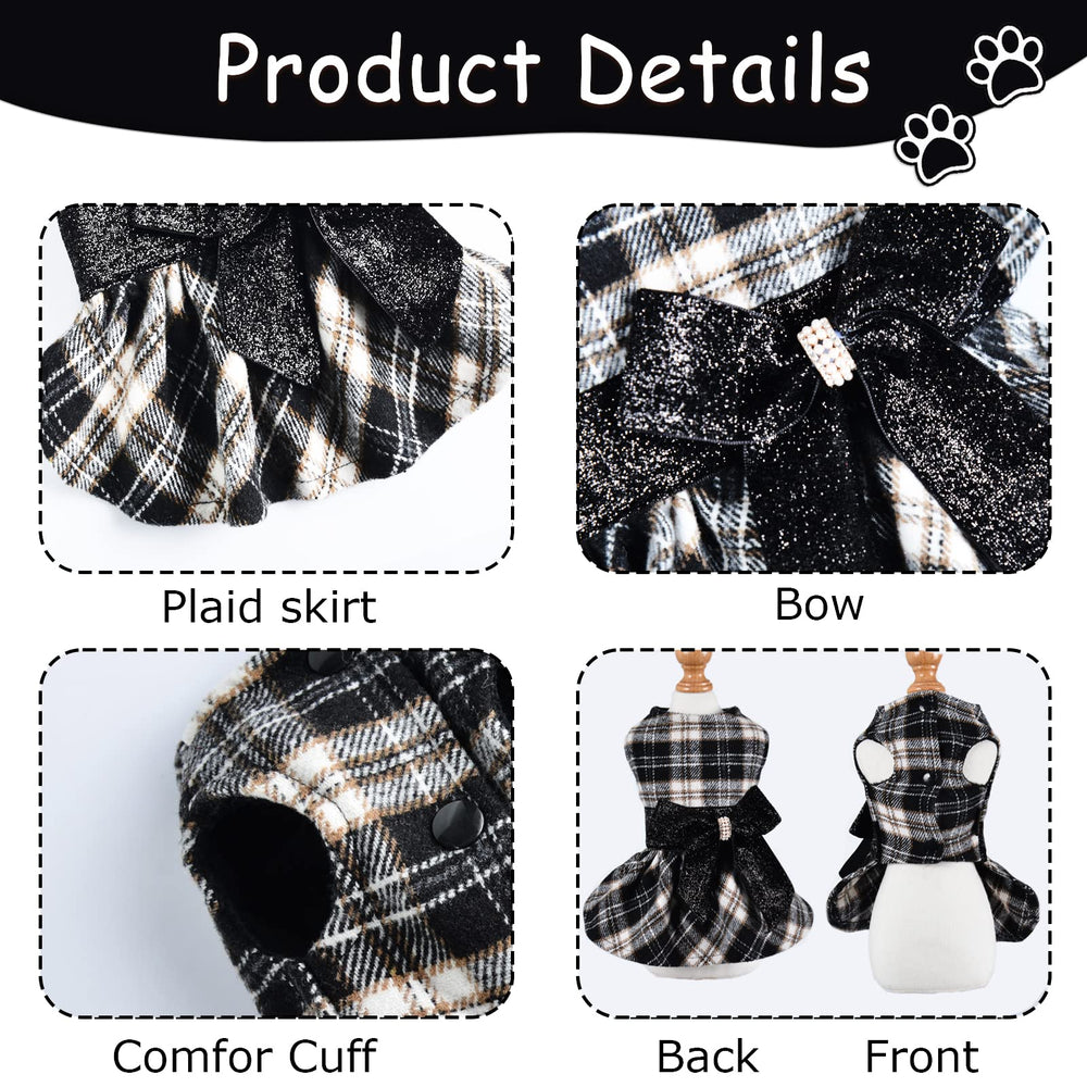 Sebaoyu pet outfit plaid dress suited for occasions like parties and gifts.