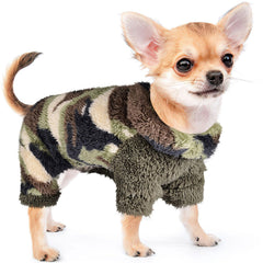 Sebaoyu plaid turtleneck dog pajamas camouflage green for small dogs during cold walks.