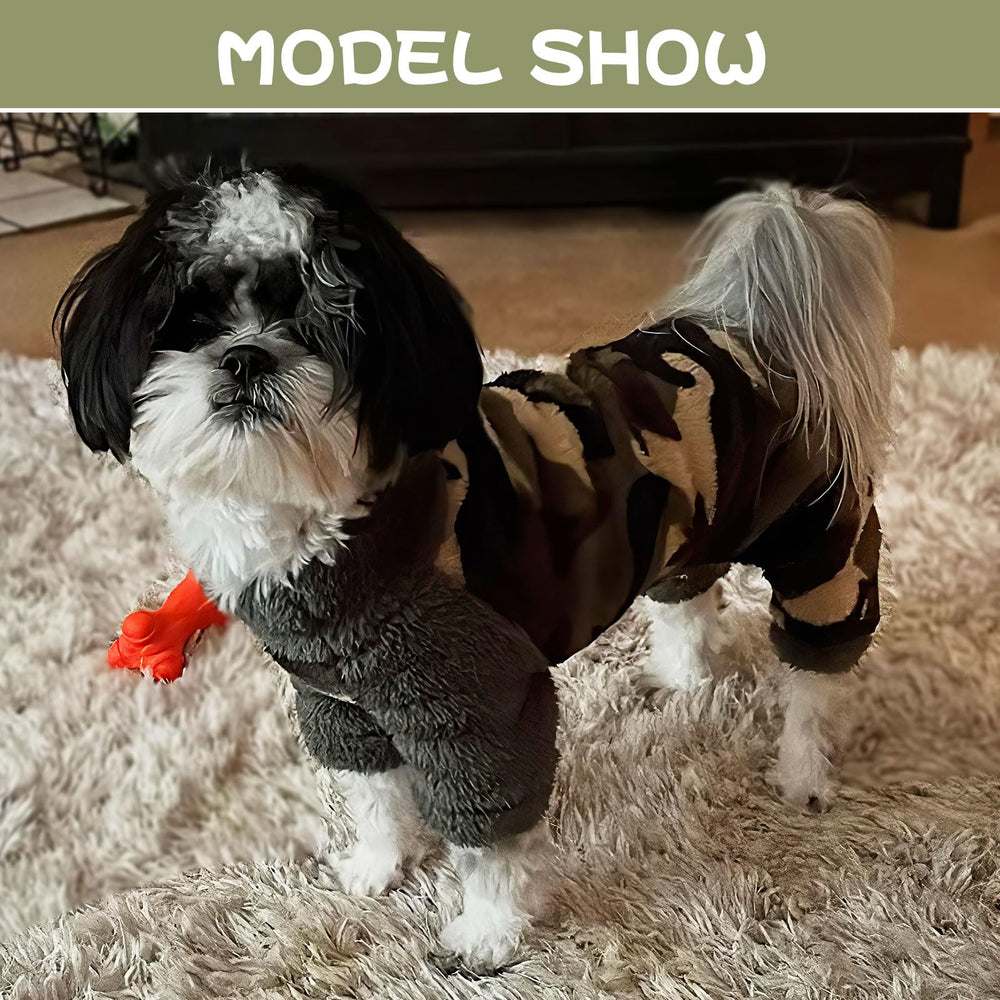 Sebaoyu puppy jumpsuit camouflage green comfortable outerwear for outdoor adventures.