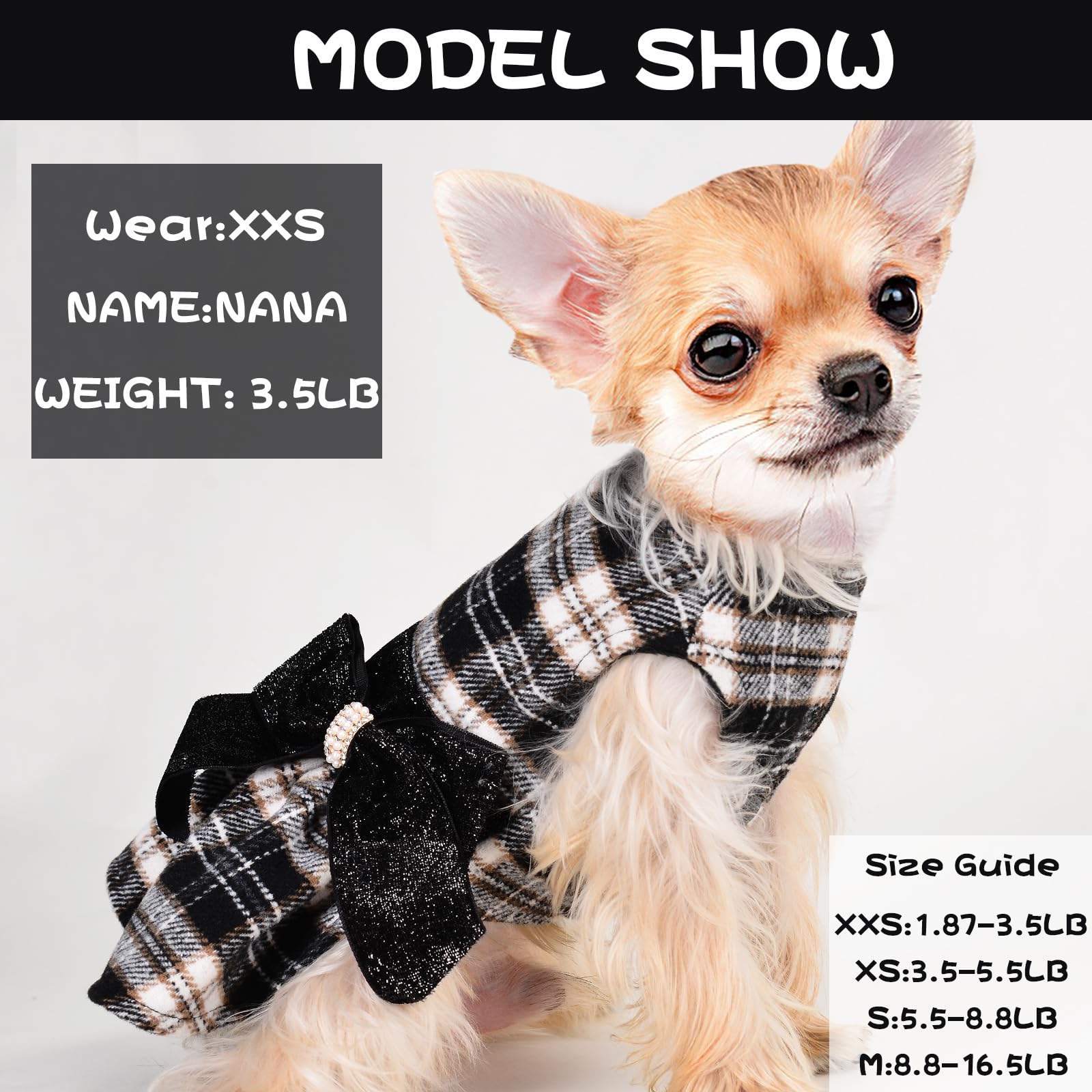 Sebaoyu small dog clothes warm plaid for Yorkie and Chihuahua, ideal for winter strolls.