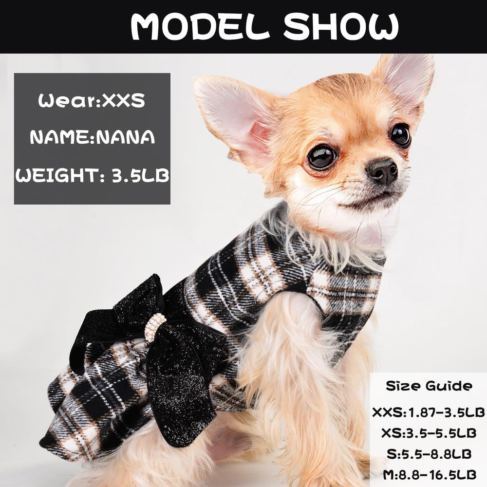 Sebaoyu small dog clothes warm plaid for Yorkie and Chihuahua, ideal for winter strolls.