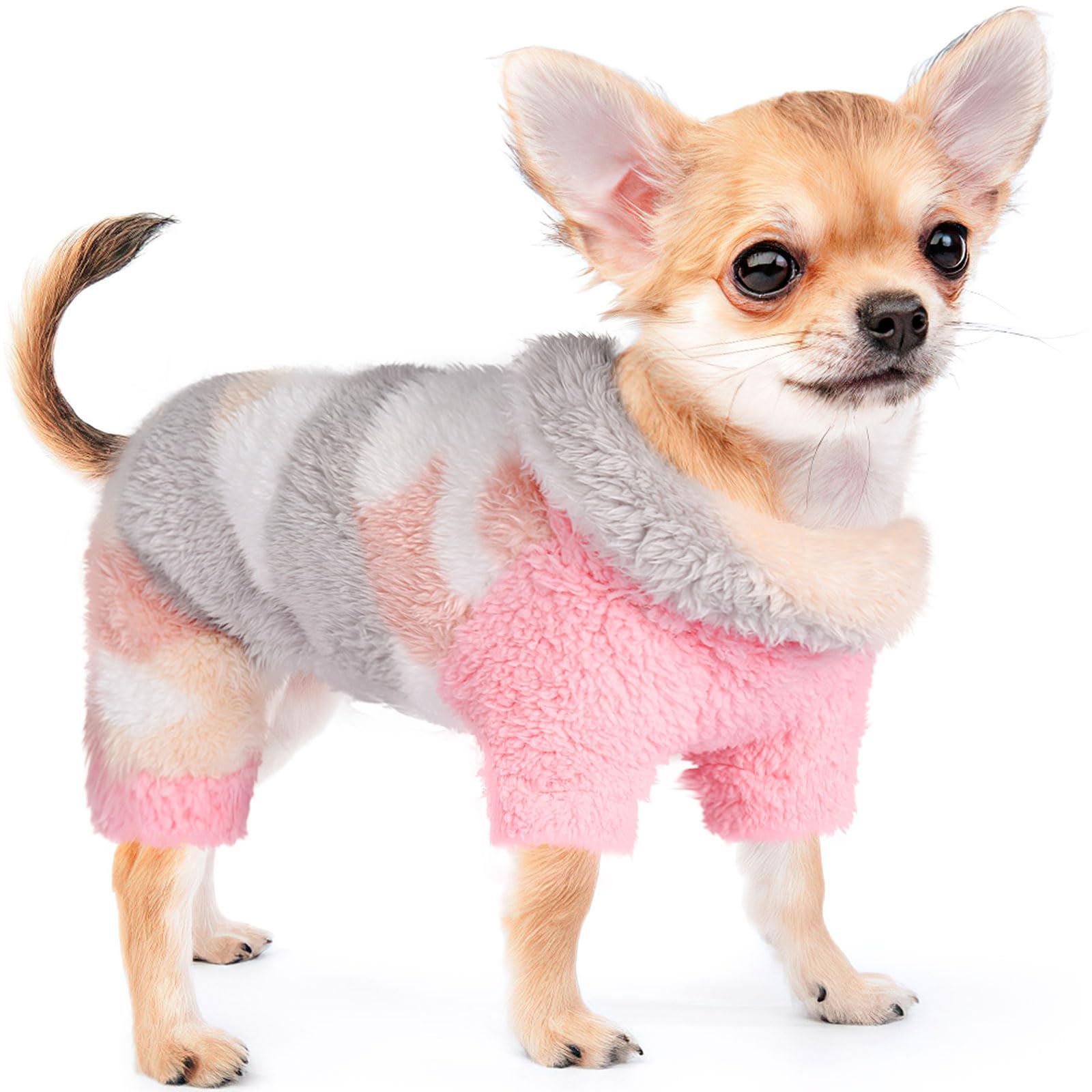 Sebaoyu turtleneck dog pajamas camouflage pink front view for cozy winter warmth.