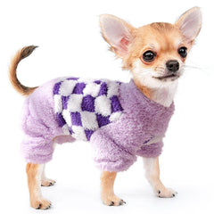 Sebaoyu turtleneck dog pajamas in plaid pattern offering cozy warmth for small dogs.