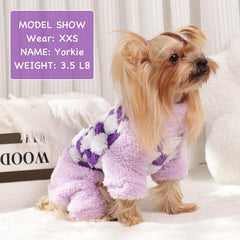 Sebaoyu turtleneck dog pajamas plaid purple X-Small plaid detail and texture