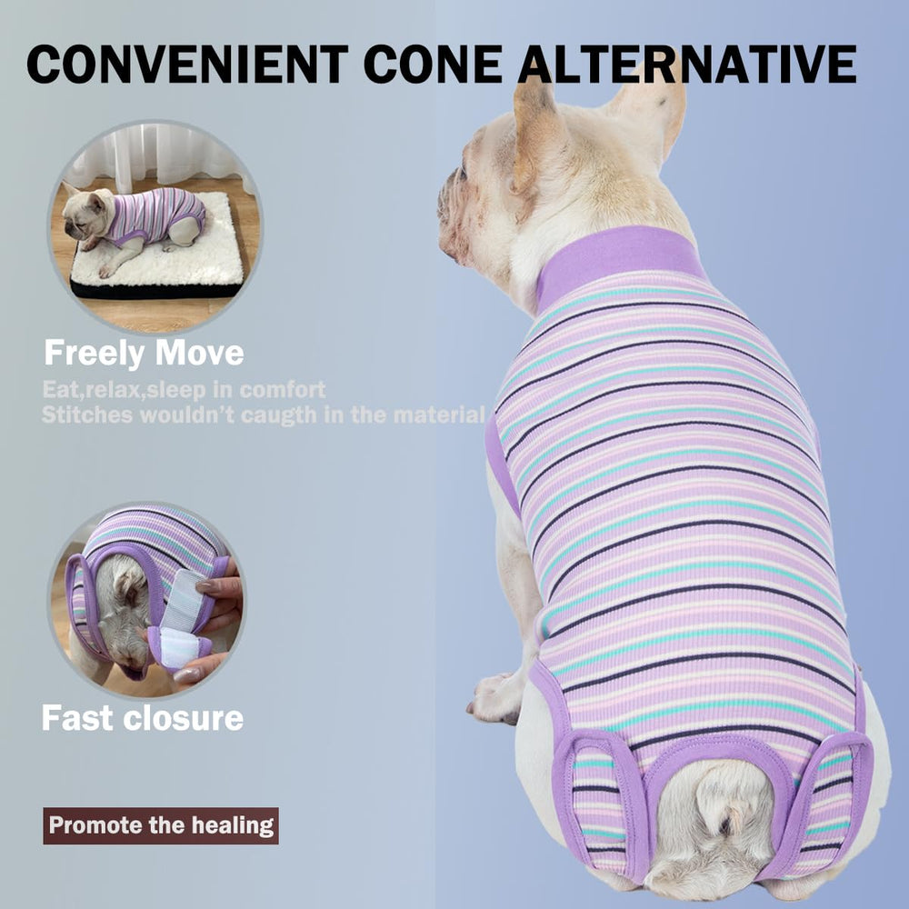 Sebidtco cone-free recovery suit rolled up for quick potty breaks