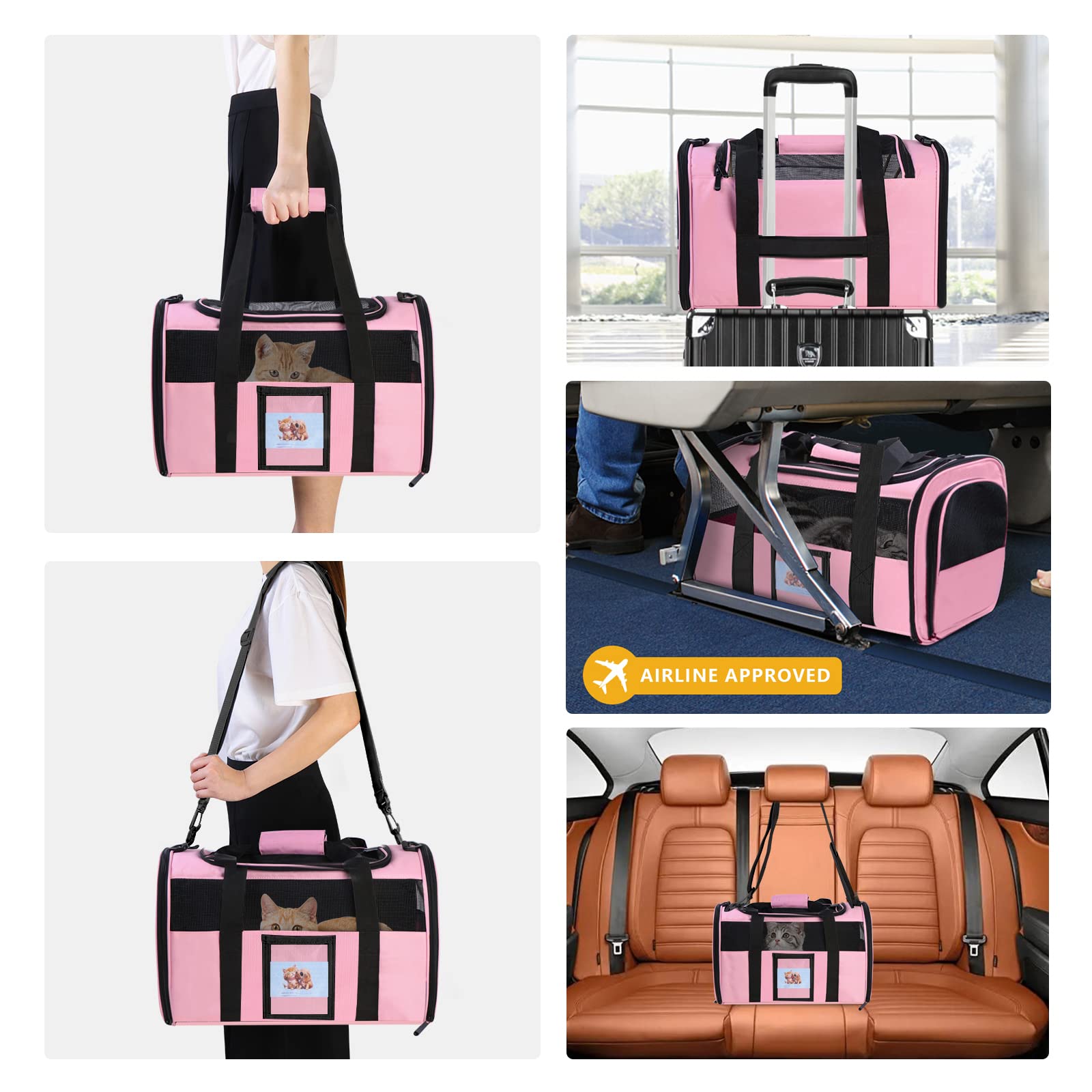 SECLATO cat carrier airline-approved under-seat design fits most flight seats