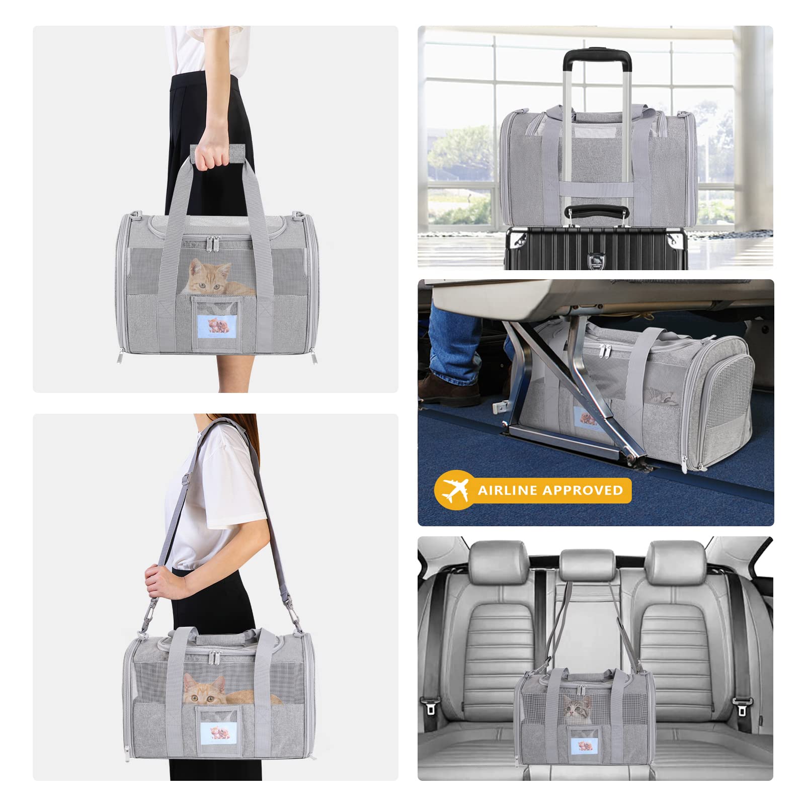SECLATO cat carrier retractable shoulder straps reduce shoulder strain.