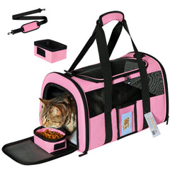 SECLATO cat carrier under-seat pink design supports easy airline travel