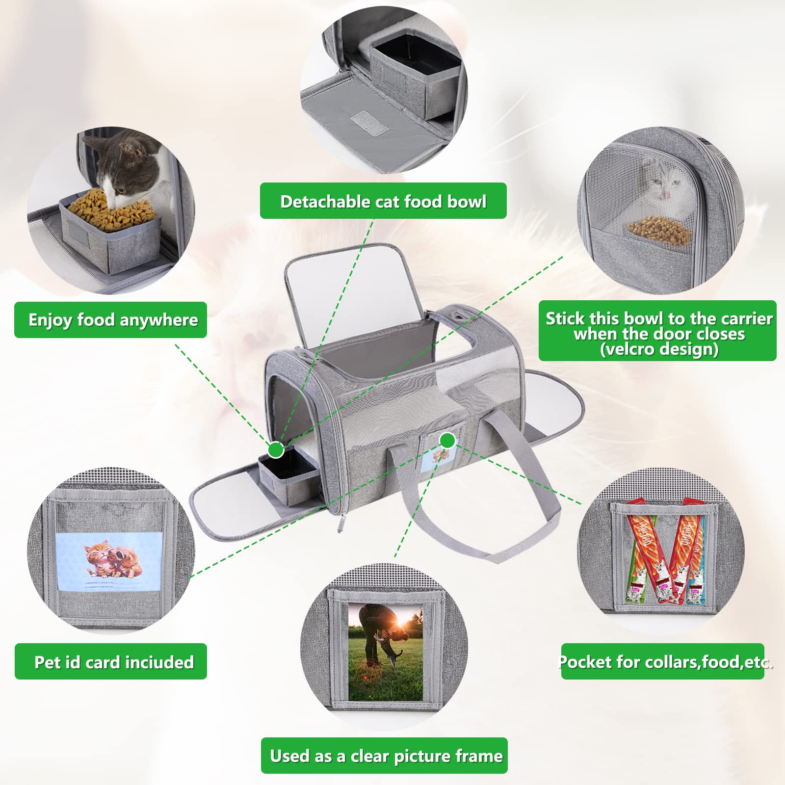 SECLATO large cat carrier material close-up highlights durable fabric and mesh durability