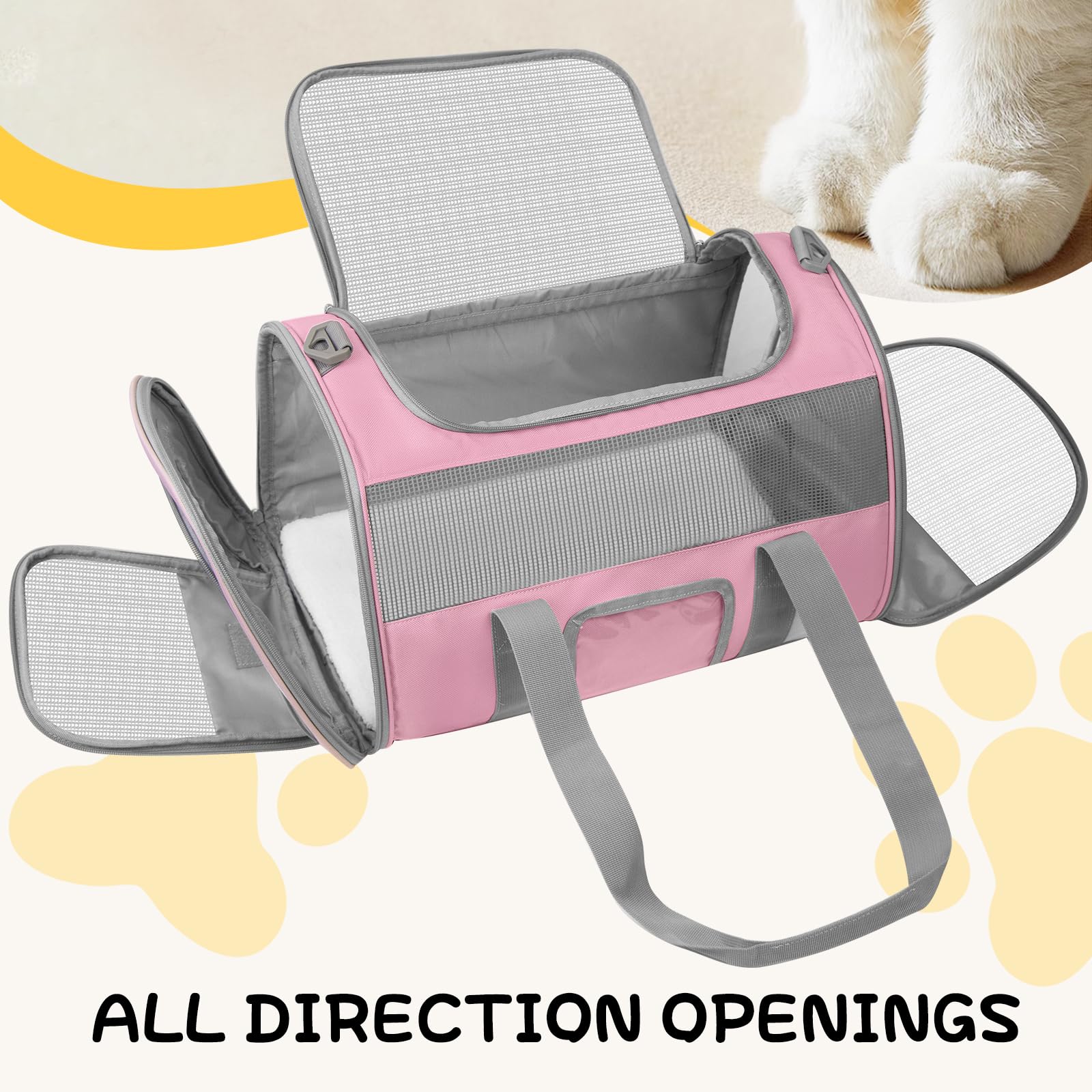 SECLATO Soft Side Cat Carrier hidden foldable bowl for on-the-go meals
