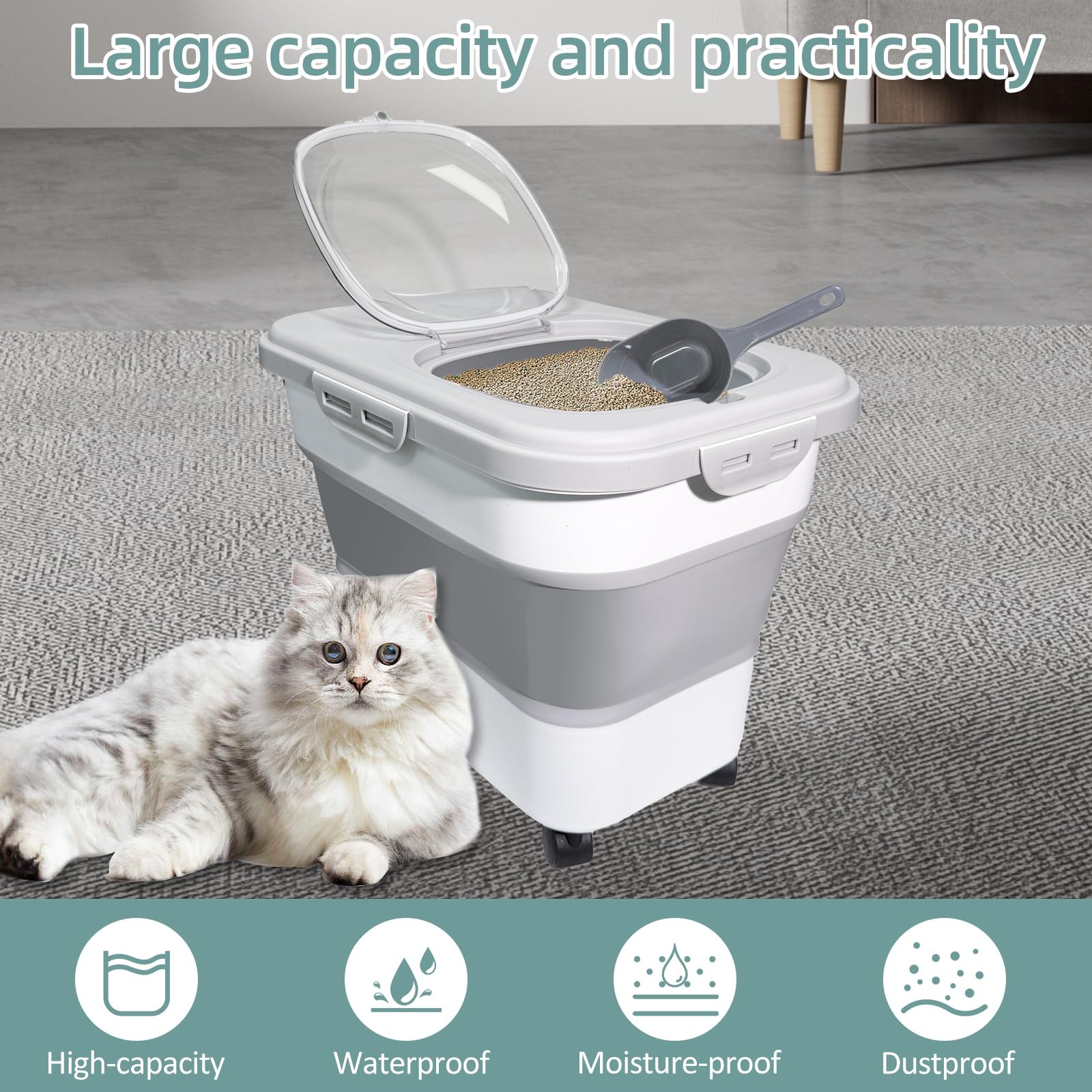 SECOAT cat litter storage, folded design saves pantry space.