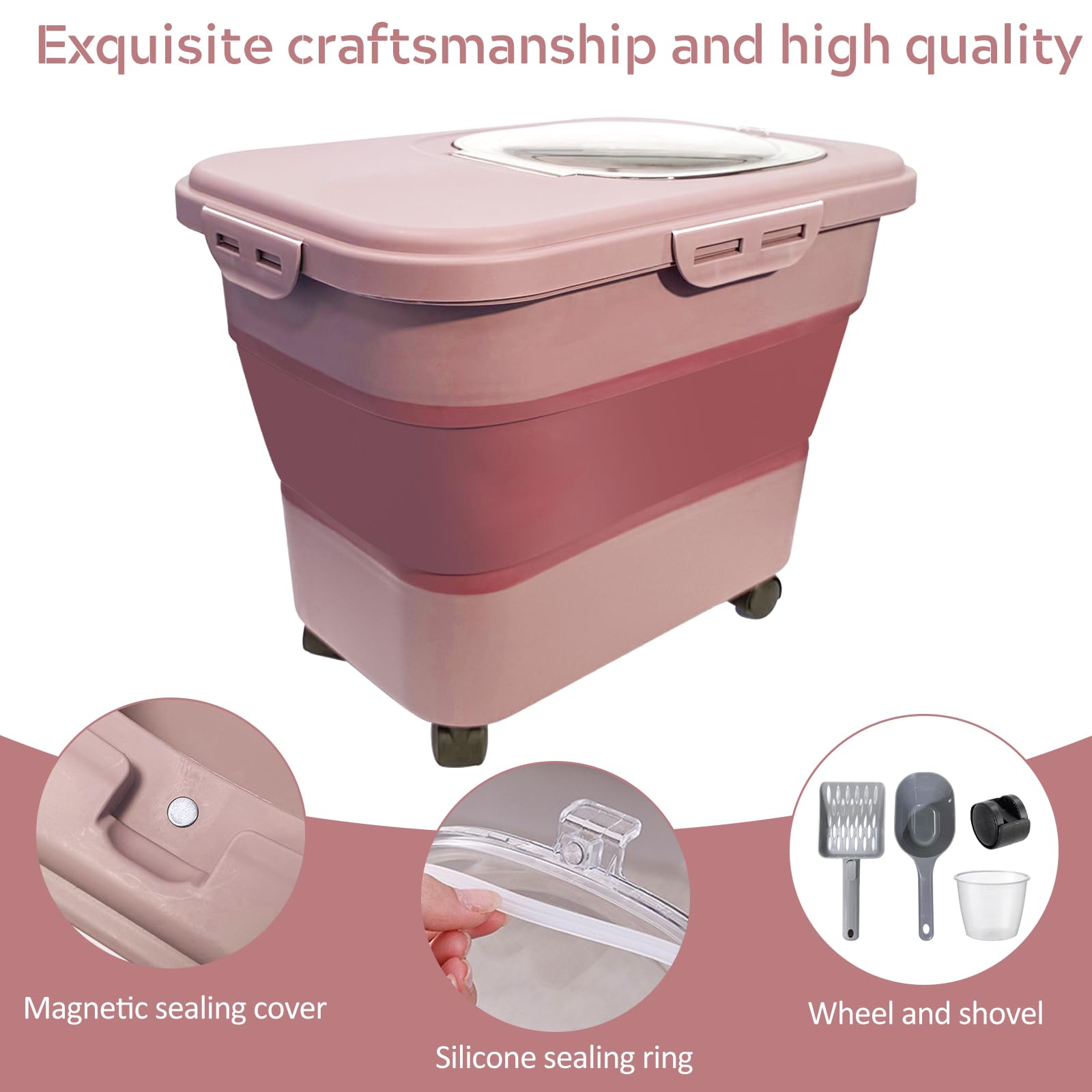 SECOAT collapsible litter storage bin pink is easy to clean and durable