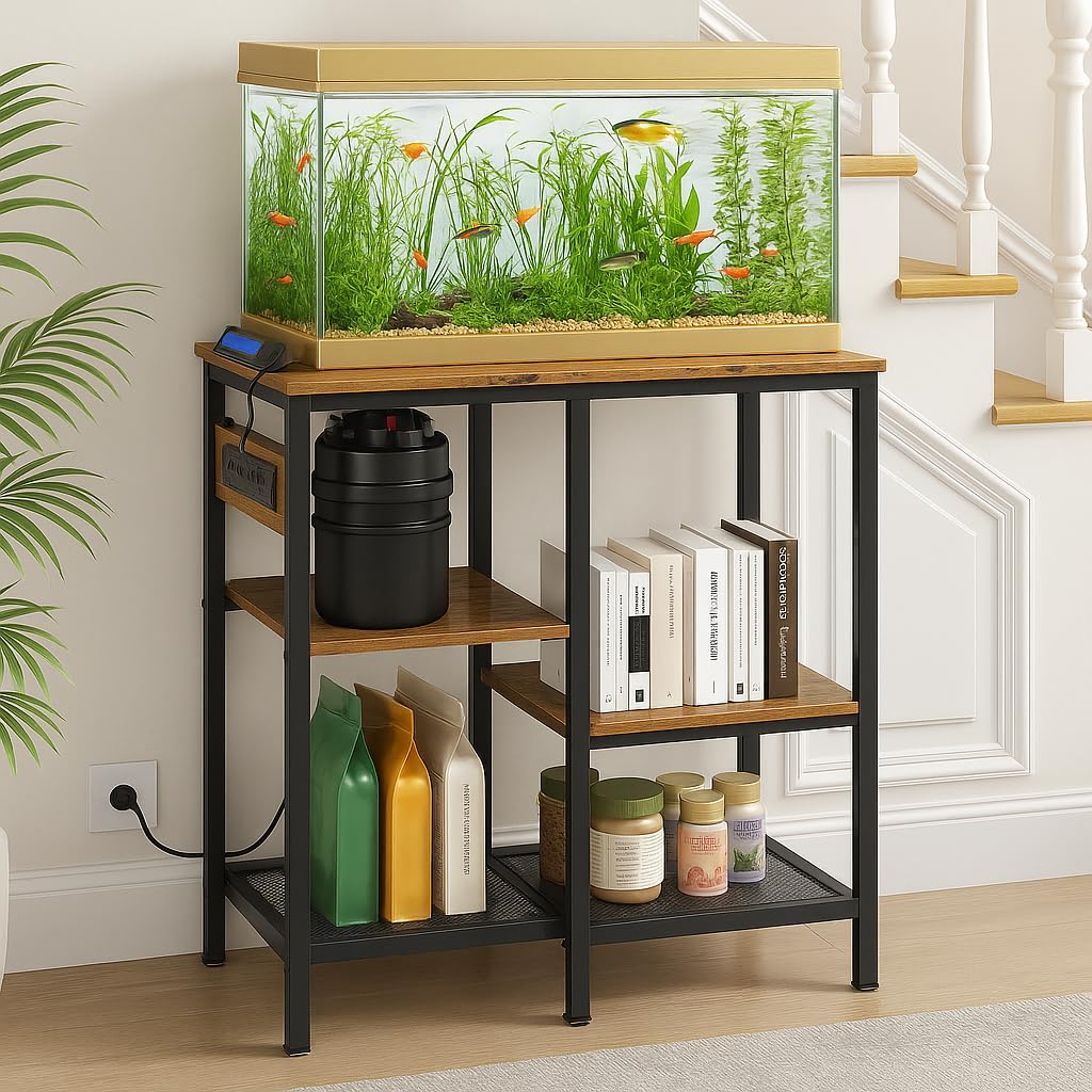 SECOCTSR fish tank stand top view showing outlets and sturdy frame for organized setup