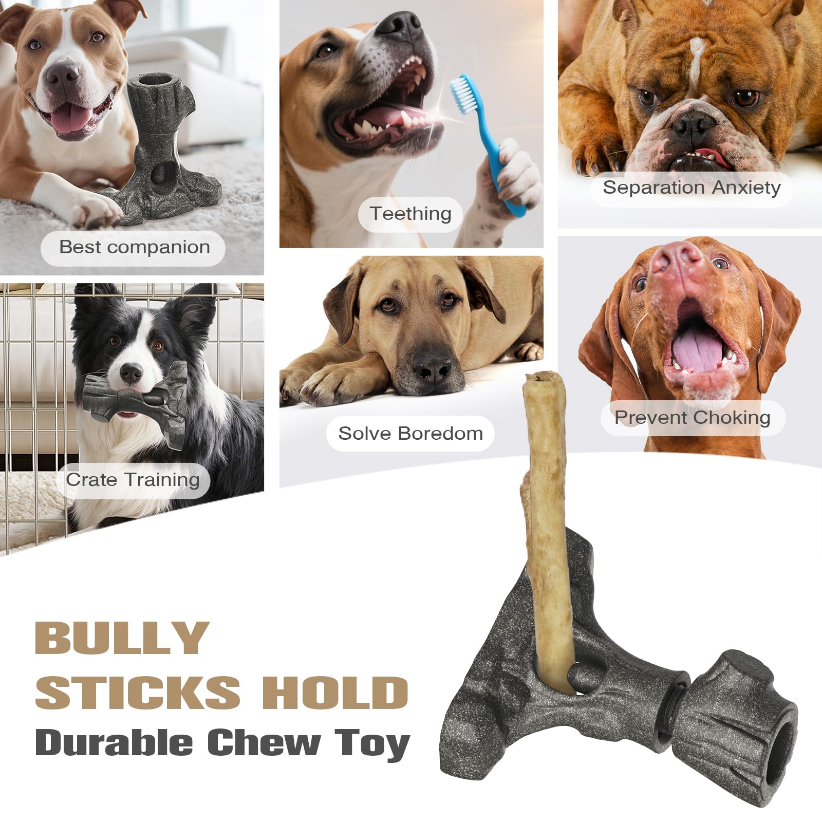 Sedioso bully stick holder top-view highlights peanut butter spread for variety.