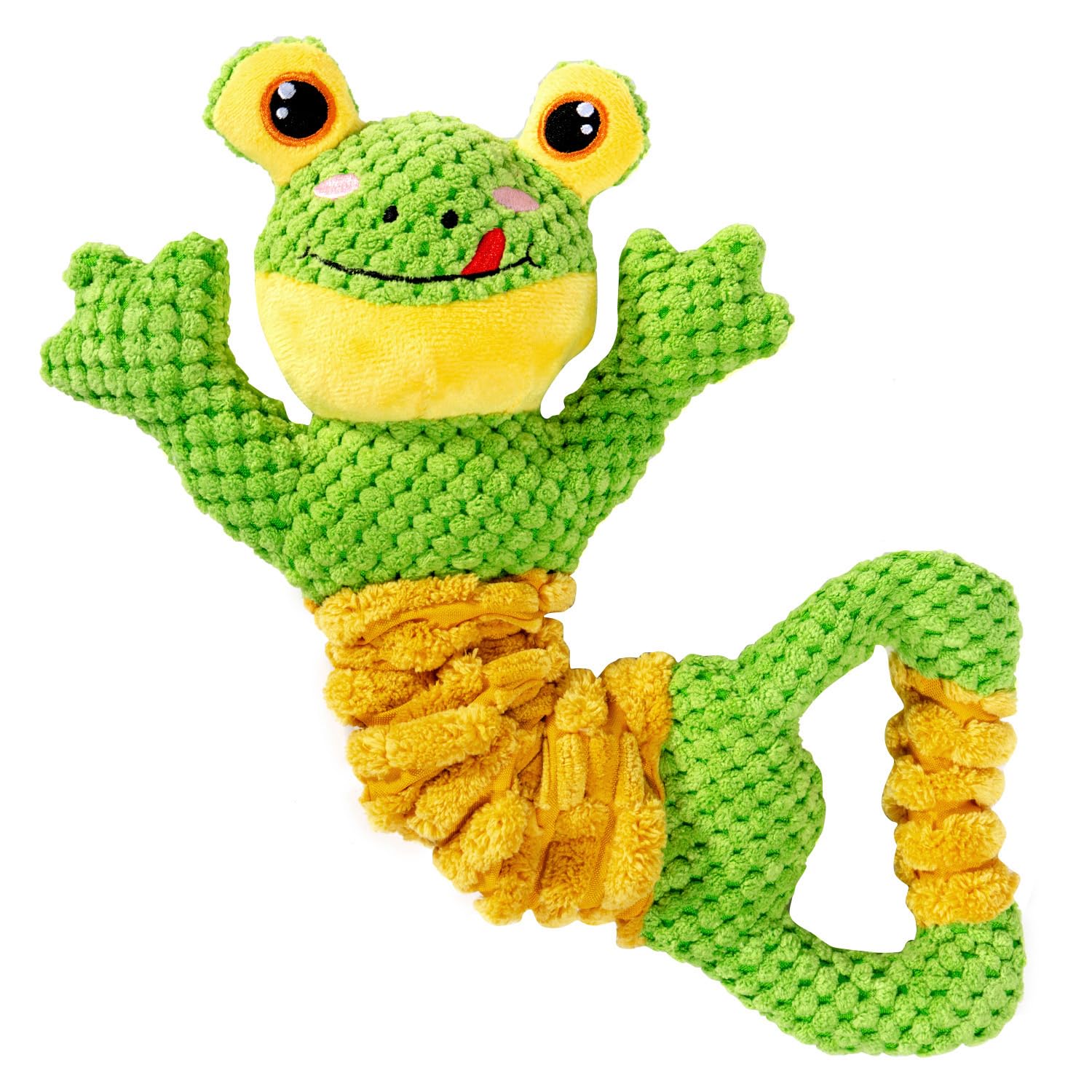 Sedioso Frog Tug Toy front view shows plush durability for interactive play with all dogs.