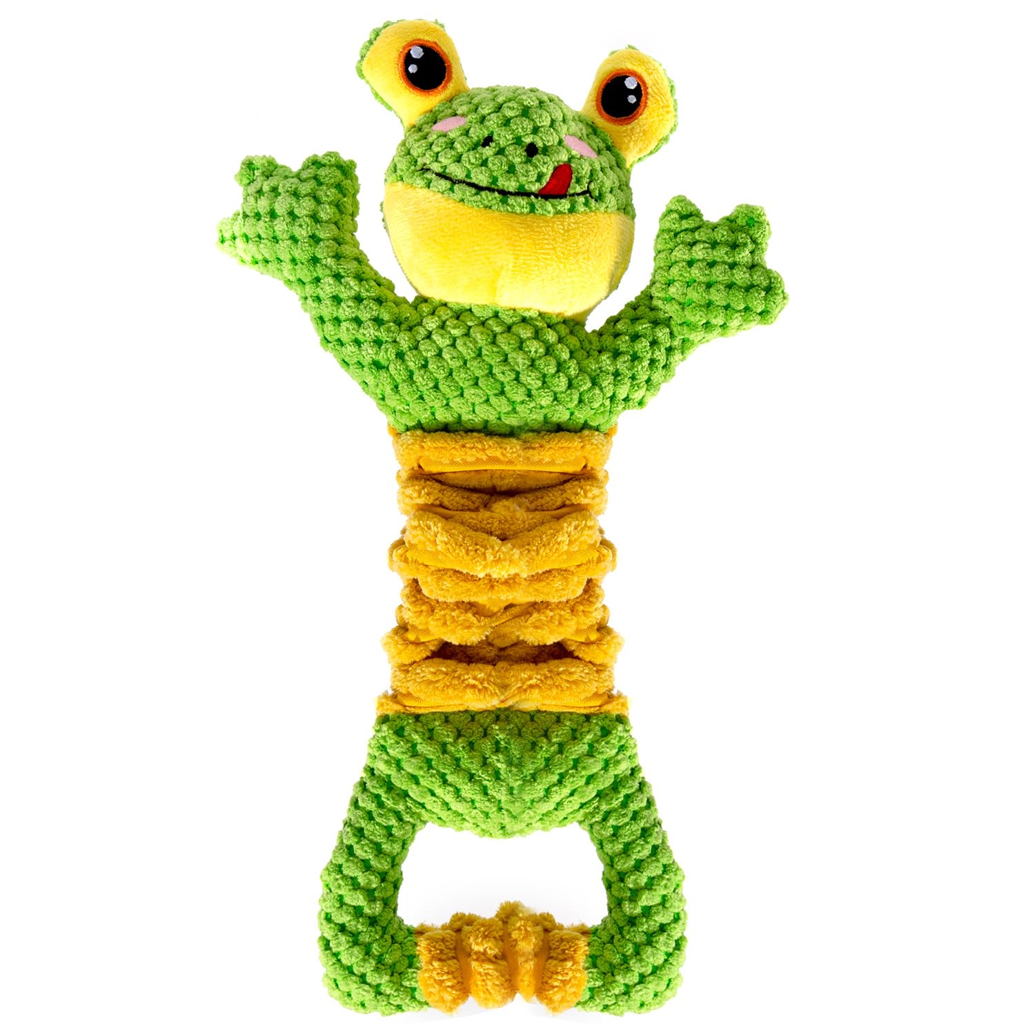 Sedioso Frog Tug Toy plush design offers soft texture with durable construction.