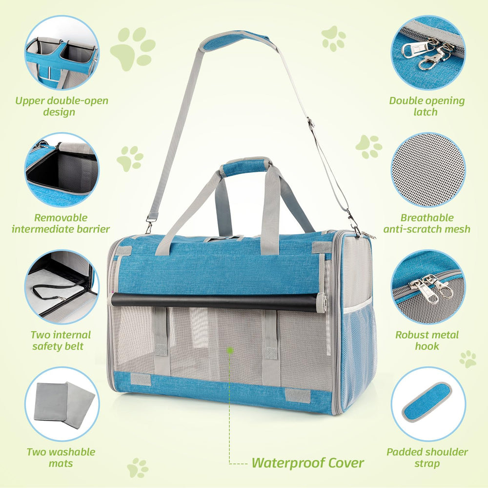 Sedioso Large Cat Carrier shoulder strap travel ready for car, train, or walking.