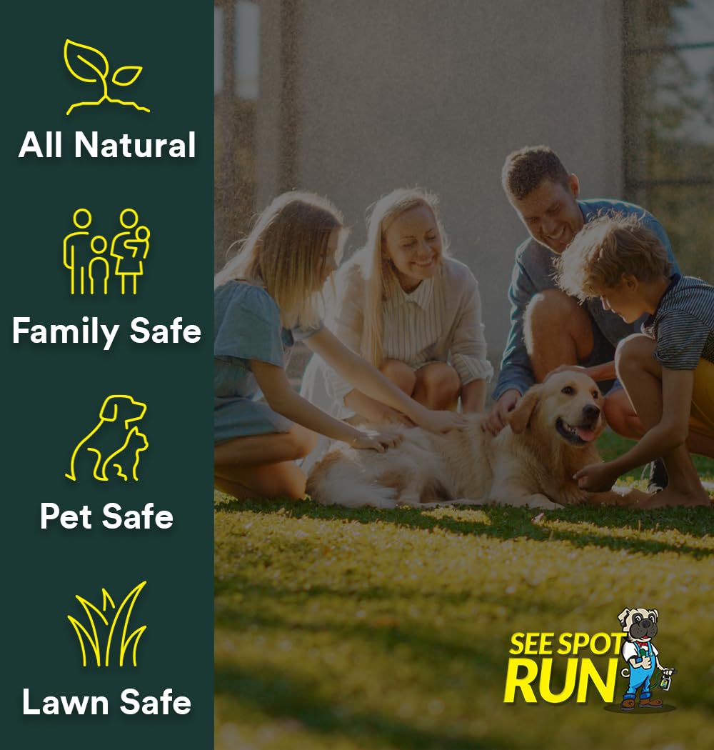 See Spot Run safe-ingredients label indicates pet-friendly and kid-safe lawn care.