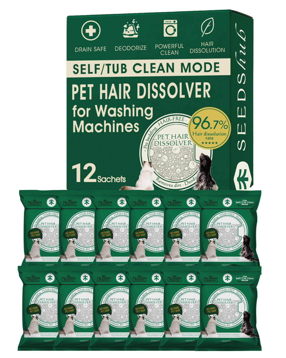 Seedshub pet hair dissolver powder in pack dissolves hair