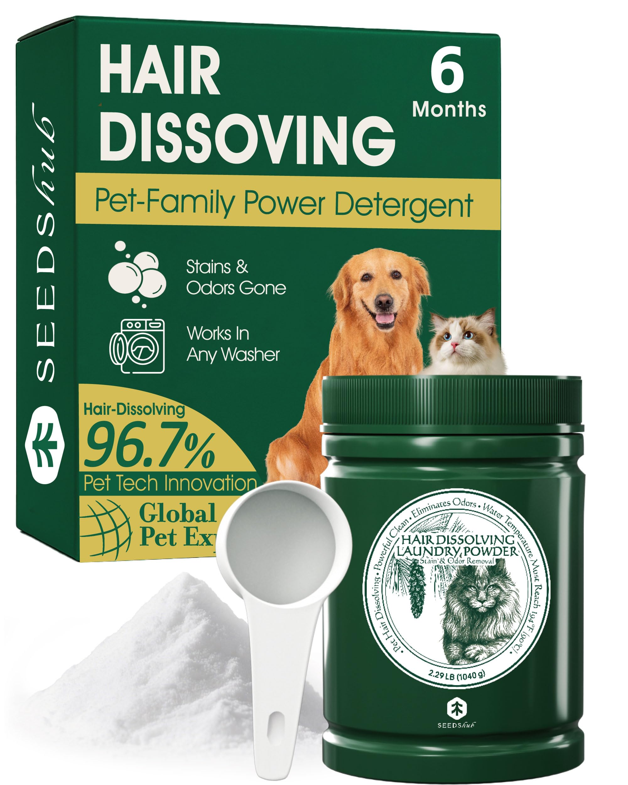Seedshub Pet Hair Remover in drum usage illustrates easy hair removal during laundry.
