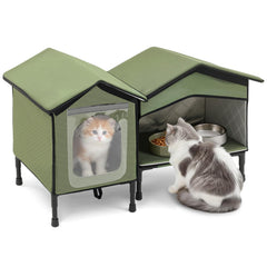 Seeloowy outdoor cat house assembly shows easy setup for quick shelter