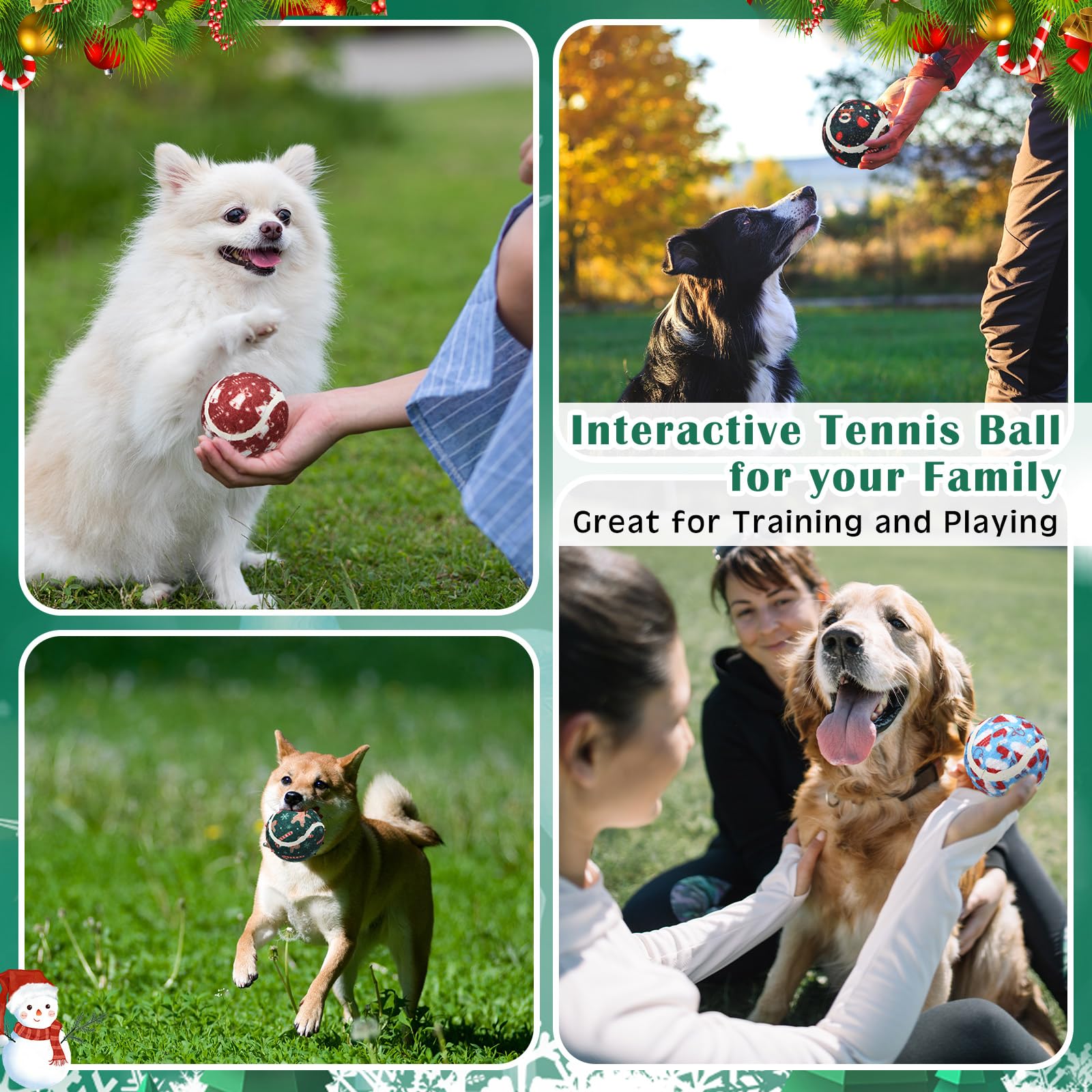 Seenelling dog squeaky ball snowman style 4 bright festive design enhances visibility