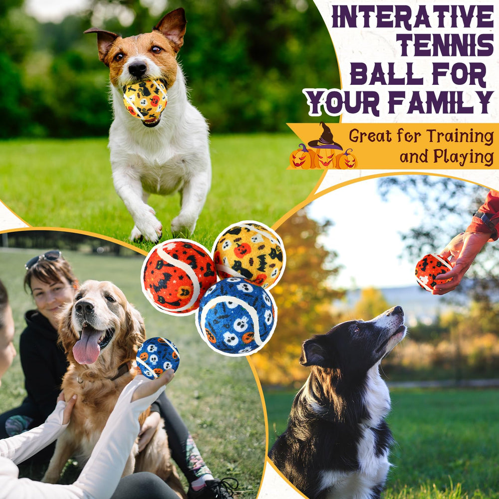 Seenelling dog squeaky tennis ball Halloween design 3 aids interactive play outdoors.