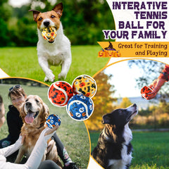 Seenelling dog squeaky tennis ball Halloween design 3 aids interactive play outdoors.