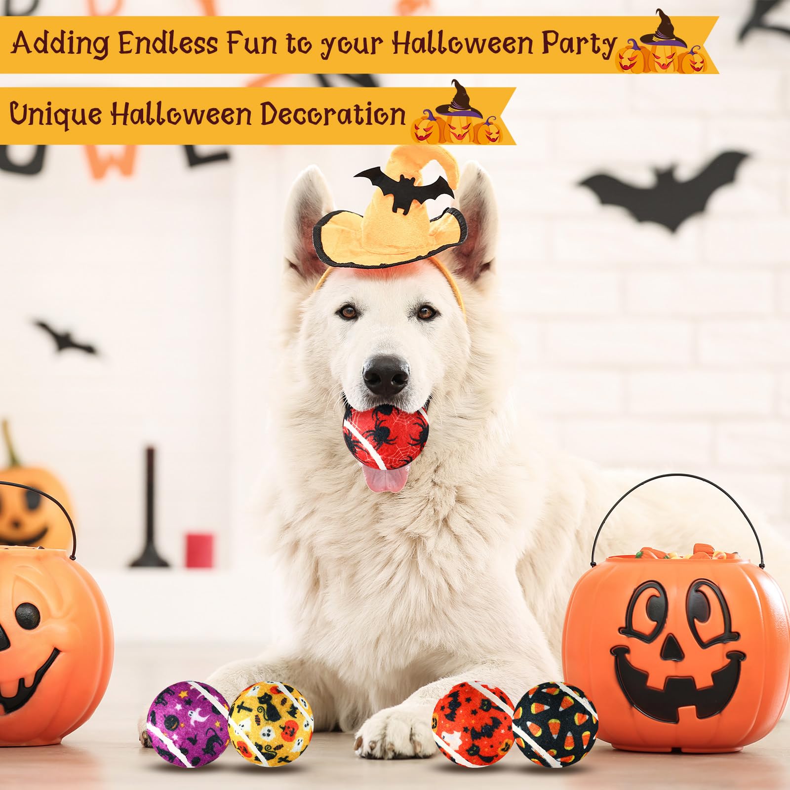 Seenelling dog squeaky tennis ball Halloween design 4 great for home backyard games.