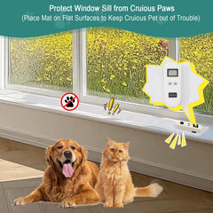 SEERWAY cat deterrent mat on windowsill demonstrates pet boundary awareness.