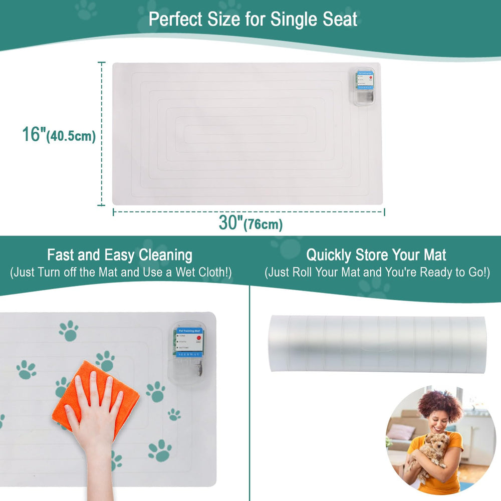 Seerway Scat Mat displaying three training modes for controlled training.